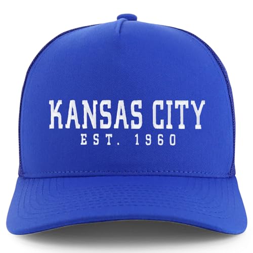 Trendy Apparel Shop Kansas City Est.1960 Embroidered 5 Panel Snapback Trucker Cap - Royal