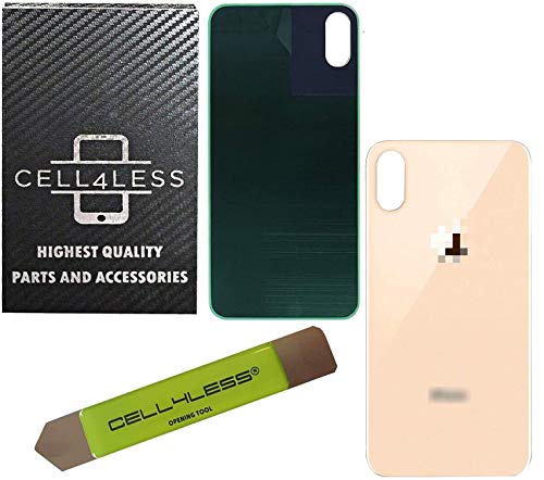CELL4LESS Back Glass Replacement Compatible w/The iPhone Xs Including Wide Camera Hole, Adhesive & Removal Tool (Gold)