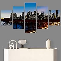 SIGNWIN 5 Panel Canvas Wall Art Light Exposure for Home Decorations Ready to Hang - 60