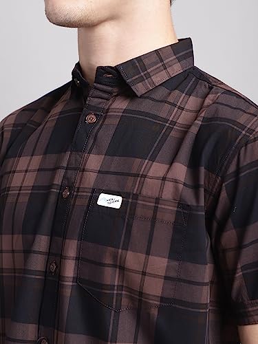 Image of Majestic Man Men Cotton Checkered Half Sleeve Slim Fit Casual Shirt