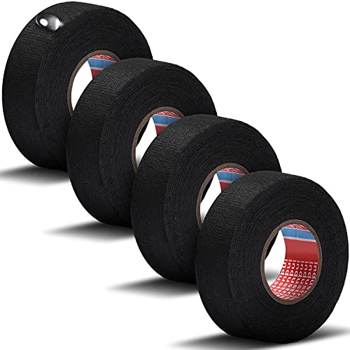 4 Rollo Cinta de Tela Adhesiva, Cinta Arnés de Cableado Aislante de Tela no Tejida, Color: Negro, para mazos de Cables domésticos o automotrices Cover