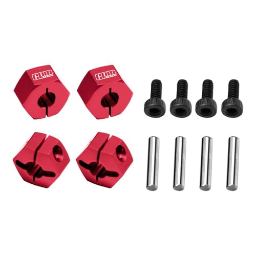 Aluminum 7075 Alloy Front and Rear Clamp Type Wheel Hub 12mm for Traxxas 1:16 Mini Maxx 4WD 107154-1 / Mini XRT VXL-3S 108076-1 Monster Truck Upgrades - Red