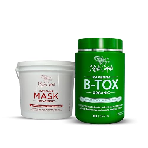 Kit Ravenna B-tox Orgánico - Tratamiento B-tox (1 Kg) y Mascarilla para Cabello Dañado (1,5 Kg) - Alisado, Brillo e Hidratación para Todo Tipo de Cabello.