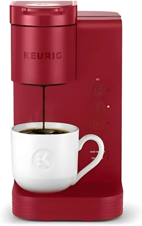 K-Express Essentials Single Serve K-Cup Pod Coffee Maker with 45oz Reservoir Fast Brewing Back-to-Back Cups and Energy Efficient (Red)
