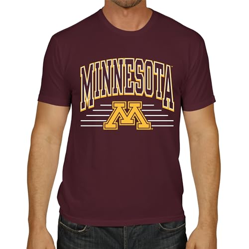 Campus Colors NCAA Adult Unisex Overtime Classics T-Shirt, Tag-Less Ringspun Cotton, Short Sleeve College Tees (Minnesota Golden Gophers - Maroon, X-Large)