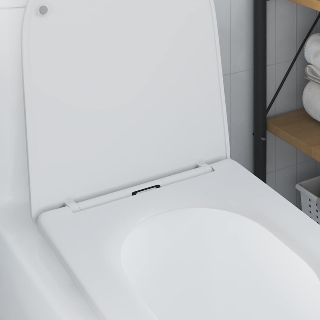 Toilettensitz Weiß aus Duroplast 47 x 36 x 3,4 cm mit Absenkautomatik WC Klodeckel Ersatz für Badezimmer, Toilettenbrille für Komfort und Montage