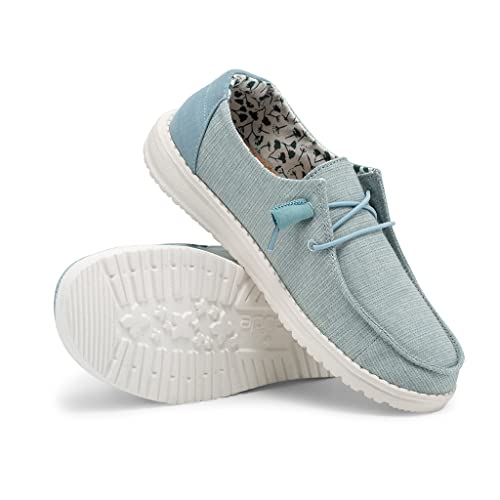 Image of HEYDUDE Women's Wendy Chambray Azur Size 12 | Women's Shoes | Women's Lace Up Loafers | Comfortable & Light-Weight