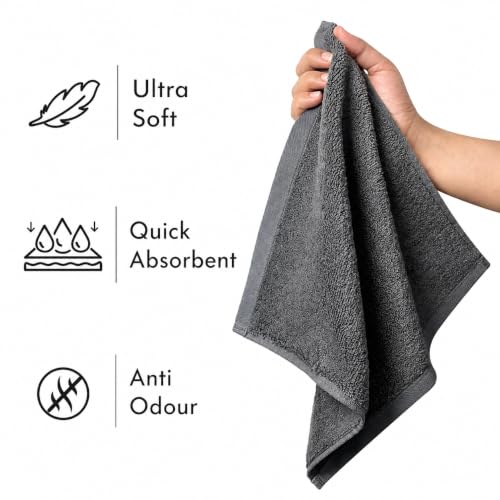 Image of HEELIUM Bamboo Face Towel | Ultra Absorbent & Odour-Free | 3X Softer Than Cotton Towels | 30 x 30 cm - 600 GSM