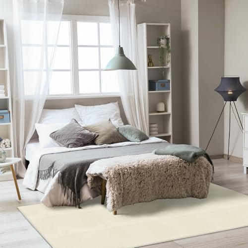 Orgthin Teppichfliesen zum Abziehen und Aufkleben, Selbstklebende Teppichbodenfliese 30 x 30 cm, Weiche Gepolsterte Bodenaufkleber, für Schlafzimmer, Wohnzimmer, 30 Fliesen pro Box, Weiß