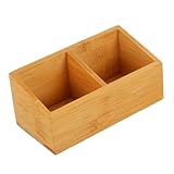 DECOMELODY Holz Aufbewahrungsbox für Teebeutel mit Zwei Fächern Kleine Aufbewahrung für Kaffee und Zuckertüten Praktische Organizer Box für Zuhause Büro Vielseitig Einsetzbar Naturfarben