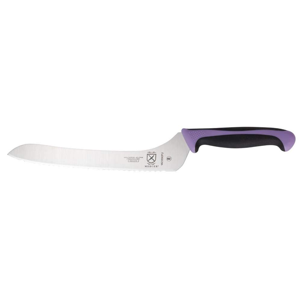 Mercer Culinary Millennia Color Handle Cutlery 9" Offset Bread Knife (Wavy Edge) Purple