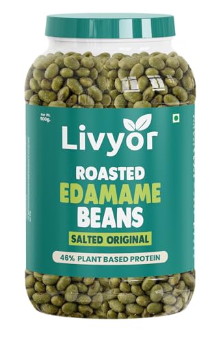 Image of Livyor Crunch Roasted Edamame Beans - 500g | Salted Original Flavour | Roasted not fried | Plant based healthy snack | High Protein Snack | Gluten Free | Vegan | High In fibre