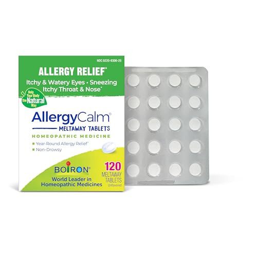 Boiron AllergyCalm Tablets for Relief from Allergy and Hay Fever Symptoms of Sneezing Runny Nose and Itchy Eyes or Throat - 120 Count