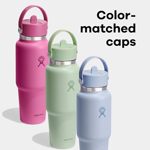 Hydro Flask Travel Water Bottle - Insulated Stainless Steel - Wide Straw Lid, Non Spill, Leakproof in 24 Oz Aloe Green - image 6