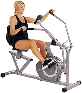 Sunny Health & Fitness Magnetic Recumbent Bike Exercise Bike, 160 KG (350 LB) High Weight Capacity, Cross Training, Arm Exercisers, Monitor, Pulse Rate Monitoring - SF-RB4708