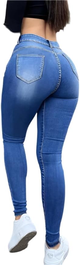 High-Waisted Stretch Denim Jeans for Women – Slim Fit, Comfortable Casual Pants, Functional Pockets in Black, Grey, Washes