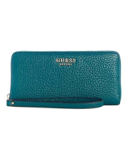 GUESS Carteira feminina Marsha grande com zíper, Azul-petróleo, One Size