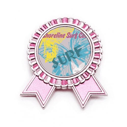 Badge Surf Côte D'été Rose en Métal Idéal pour Vos Vestes en Jean