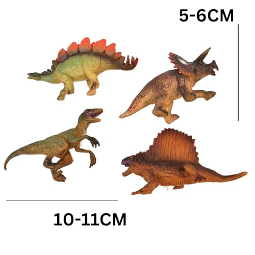 Image of FUNFOB Dinosaur Toy Figure Pack of 4 | MIni Size | Height -6cm Dinosaur Toys for Kids & Adults PVC Multicolour | Set B Tiny Dino Pack of 4