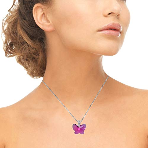 Sterling Silver Butterfly Pendant Necklace Made with European Crystals for Women3