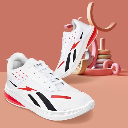 Image of 590 Men's & Boy's PVC Sole with Breathable Mesh Upper White Running Shoes for Rinning, Gym and Sports Activity