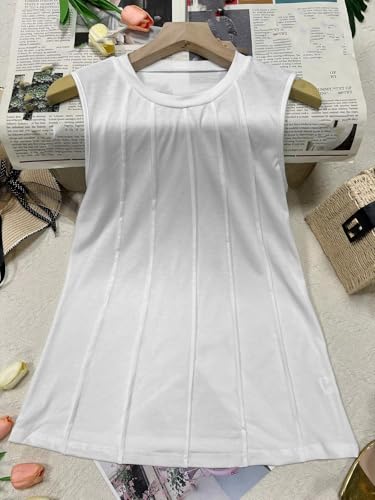 Gilet texturé sans manches pour femme tricot décontracté col rond - 4