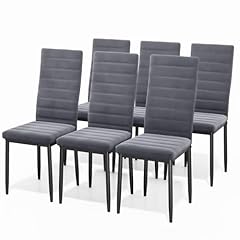Bealife Set di 4 Sedie da Pranzo, Set di Sedie da Sala da Pranzo per Cucina, Sala da Pranzo, Sedia da Pranzo con Schienale Alto in Ecopelle, Moderno (Grigio scuro - Flanella, Set da 6)