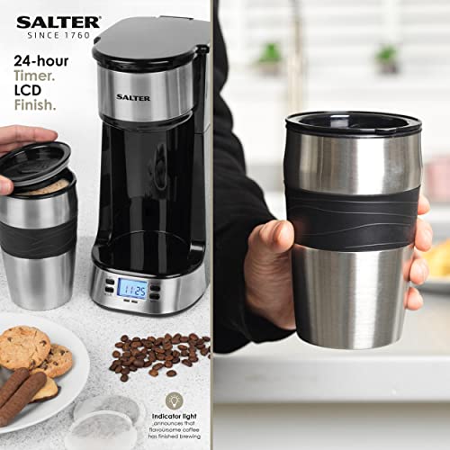 Salter-EK2732-Digital-Coffee-Maker-to-Go-With-420-ml-Stainless-Steel-Travel-Mug-24-Hour-Programmable-TimerLCD-Display-750-W-PlasticBlack183-L-x-135-W-x-288-H-cm