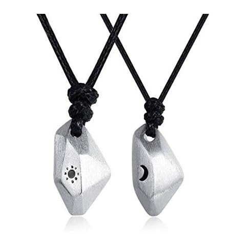 Aienid Moon and Sun Necklace，Silver Pendant S925 Necklace Set for Him and Her Cover