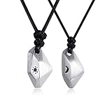 Aienid Moon And Sun Necklace，Silver Pendant S925 Necklace Set for Him And Her