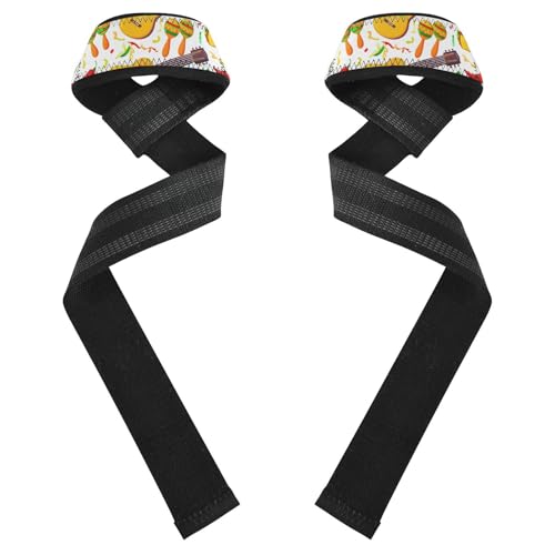 STAYTOP Cartoon Guitar Wrist Straps for Weightlifting,Lifting Straps with Neoprene Cushioned Wrist Padded and Anti-Skid Silicone for Strength Training,Bodybuilding,Deadlifting