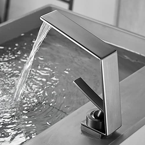 Robinet cascade de salle de bain monotrou pour vasque moderne blanc - 3