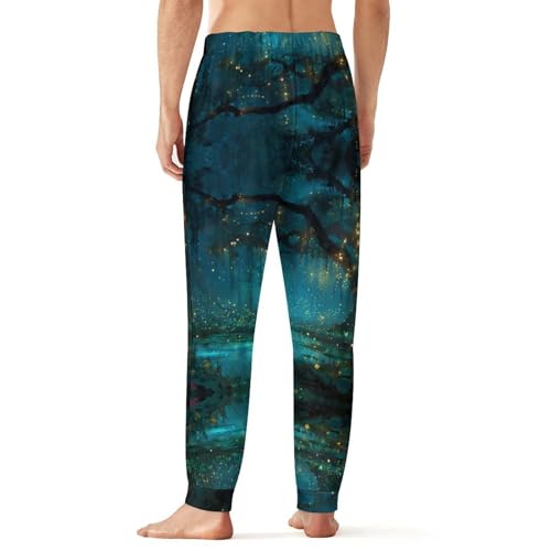 Whimsical Forests Sparkling Fireflie Men's Pajama Bottoms Sleep Lounge Soft Comfy Pants Sleepwear3