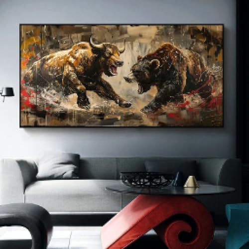 Affiche abstraite de graffitis ours coloré pour bureau moderne