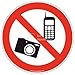 AUA SIGNALETIQUE - Autocollant Téléphone et Photo Interdit - Ø 200 mm, Vinyl adhésif