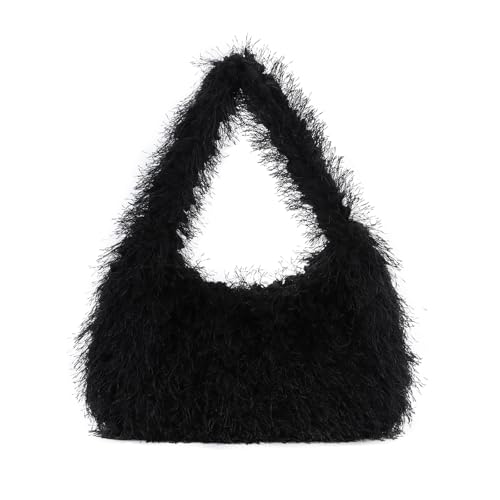 Bolso Fecialy peludo para mujer tipo tote y clutch miniatura 1