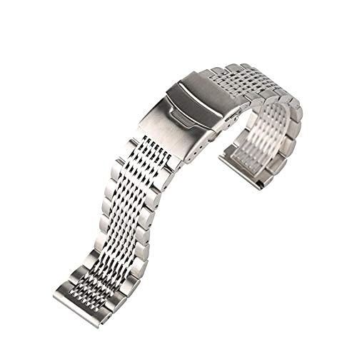Correa de Reloj, Correa de Reloj de Acero Inoxidable sólida de 22mm para Relojes de Hombre Correas de Metal Reloj de Repuesto Correa de Reloj de Lujo