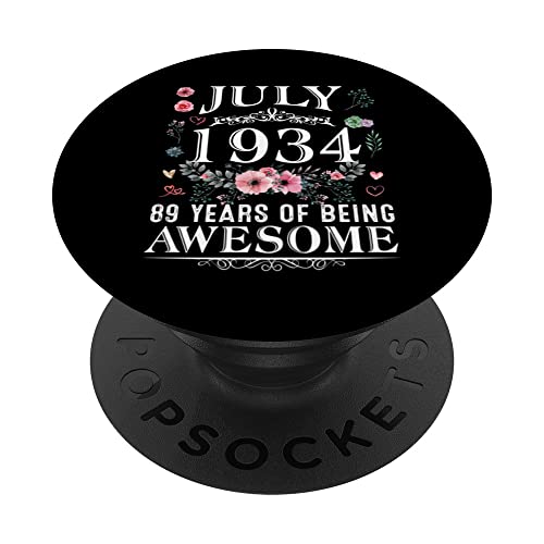 89 años de edad, hecho en julio de 1934, regalo de cumpleaños para mujer PopSockets PopGrip Intercambiable