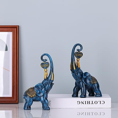 Estatua de Elefantes Azul Juego 2 Piezas Decoración Hogar miniatura 3