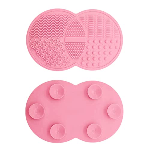 Makeup Brush Cleaning Mat, Silicone Makeup Brush Scrubber, Makeup Brush Cleaner Pad, Cosmetic Brush Cleaner, Brush Cleaning Pad, Suitable For Makeup Brush, Makeup Sponge, Powder Puff (Pink) #TOP1