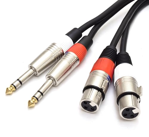 Cable XLR hembra a TRS 6.35mm doble balanceado con conectores robustos de audio analógico 0.5m 2