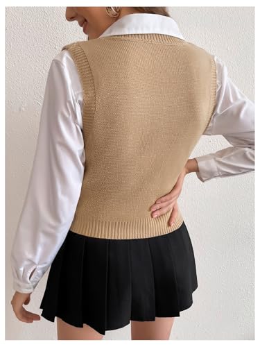 Image of Milumia Women's Cable Knit V Neck Sweater Vest Sleeveless Ribbed Crop Tank Top