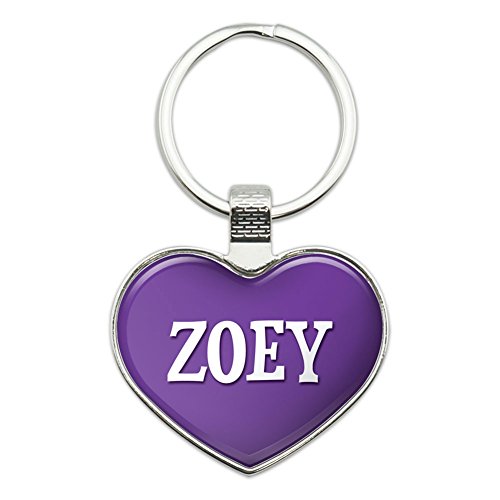 Metal Keychain Key Chain Ring Purple I Love Heart Names Female Z - Zoey #TOP25