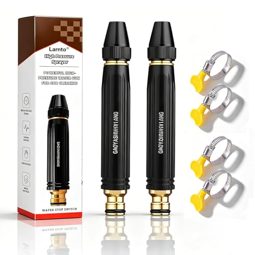 Larnto High Pressure Sprayer Upgraded Garden Hose Sprayer Car Wash Water Gun with Booster Nozzle Pressure Washer Spray Nozzle for Patio Cleaning Plant Watering & Pet Washing (2pcs)