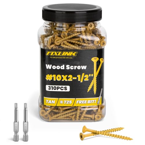 Wood Screws 2-1/2 Inch, FIXLINK Deck Screws #10 x 2-1/2", 31...