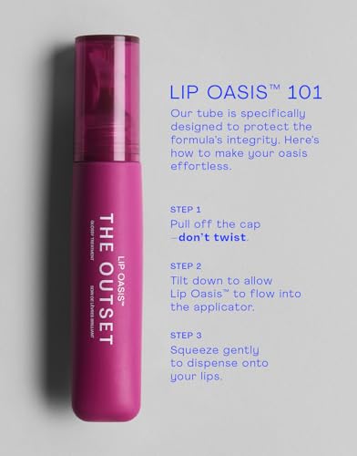 Image of The Outset Lip Oasis Hydrating Lip Balm, Glossy Moisturizing Lip Treatment for Dry, Sensitive Lips, Clean, Vegan & Gluten-Free, Sheer Tint Mirage, 0.3 oz