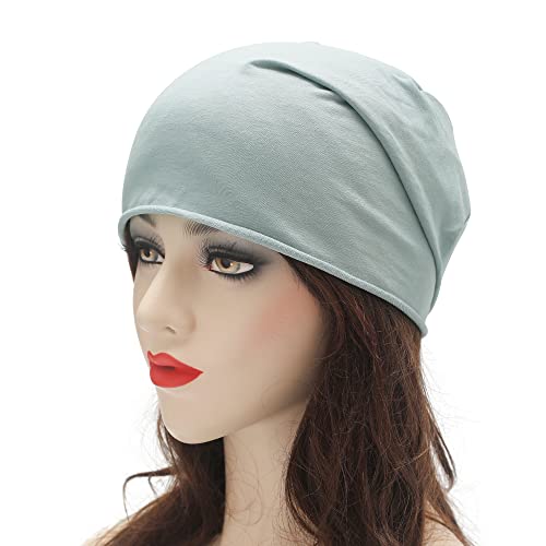 Zlyc Cotton Thin Slouchy Beanie Hat For Men Women Fashion Soft Stretch Knit Skull Cap (Solid Color Blue) #TOP3