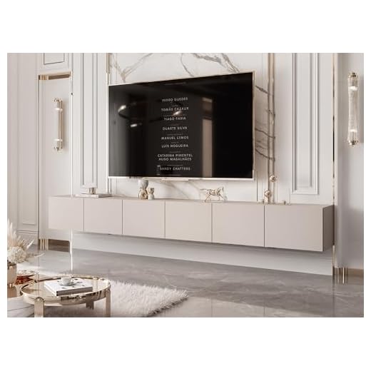 IDOHOME 300 cm TV Lowboard Kaschmir 300cm mit 6 Praktischen Großen Fächern und LED Beleuchtung - TV Board Hängend Passend Für Stilvolle Wohnräume