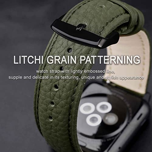 Image of ANNEFIT Watch Band 18mm, Quick Release Textured Padded Leather Straps with Black Buckle for Men and Women (Army Green)