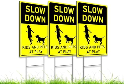 Panneau "Kids And Pets At Play" 12x16" - Double Face - Lot De 3 - Ralentir